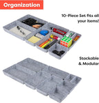 Rajas Goods Drawer Organizer Compatible with Ikea Alex Drawer Unit, 10-Piece Modular Felt Tray Organizer Set, Perfect Fit (Light)