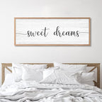 Sweet Dreams Wall Decor Above Bed 41.3''×15'' Large Farmhouse Wall Decor for Bedroom Guest Room Decor Framed Wood Wall Art Rustic Master Bedroom Wall Decoration (brown frame)