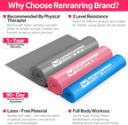 RENRANRING Resistance Bands for Working Out, Exercise Bands for Physical Therapy, Stretch, Recovery, Pilates, Rehab, Strength Training and Yoga Starter Set
