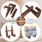 DEBETOOL Wooden Plate Stand - 8.8inch Wood Plate Holder Stand for Display, Rustic Wooden Picture Frame Holder Stand, Decorative Table Top Easels for Display