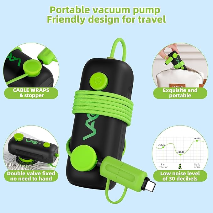 Vacuum Bags for Travel - USB Electric Pump, 18 Pack Carry-on Size Vacuum Seal Bags for Clothing - Space Saver Vacuum Storage Bags for Luggage, Travel Essentials.