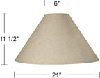 Empire Lamp Shade Fine Burlap Beige Large 6" Top x 21" Bottom x 13.5" High Spider Fitting with Replacement Harp and Finial