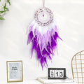 Purple Dream Catchers, Handmade Traditional Circular Net with Lucky Crystal Stones, Perfect Wall Hanging for Home Decor, Girl’s Bedroom, Art Ornament Craft Gift (Purple and Pink)