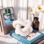 Wood Chain Link Decor-3 Link Wood Knot Decor Hand Carved Coffee Table Decor Farmhouse Rustic Shelf Decor Boho Modern Simplicity Decorative Objects for Living Room Bedroom Decorations (White)