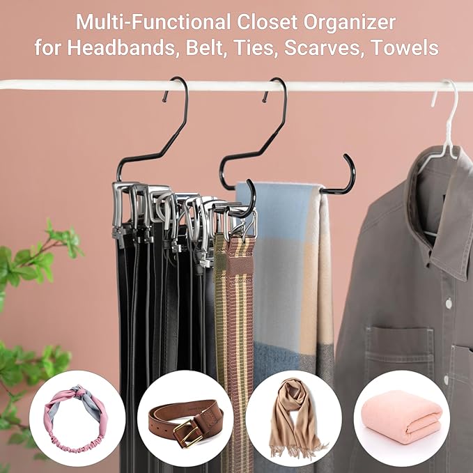 Mkono Hat Organizer for Baseball Caps Metal Hat Rack for Closet Hat Hangers Baseball Cap Holder Hat Storage Organizer Holds 40 Caps, Set of 4, Black