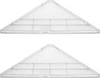 evron Corner Mounting Shelf Set of 2 – Easy to Install Floating Wall Shelves with Wood Grain Finish, Durable and Waterproof ABS Plastic for Kitchen, Bathroom, Living Room Home Décor (Clear)