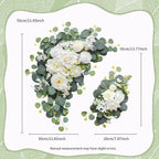 Odouzy Artificial Wedding Arch Flowers for Wedding Sign,Set of 2 for Welcome Ceremony Sign,Faux Floral Swags,Wedding, Banquet and Reception Backdrop Floral Decoration (White Champagne)