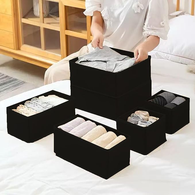 Drawer Organizer,12Pcs Dresser Drawer Organizers Foldable Closet Organization and Storage Dividers for Underwear, Sock, Baby Closet Organizer(Black)