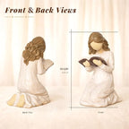 Reading Figurine for Book Lovers Resin Bookshelf Decor Gift for Women,Kneeling Reading
