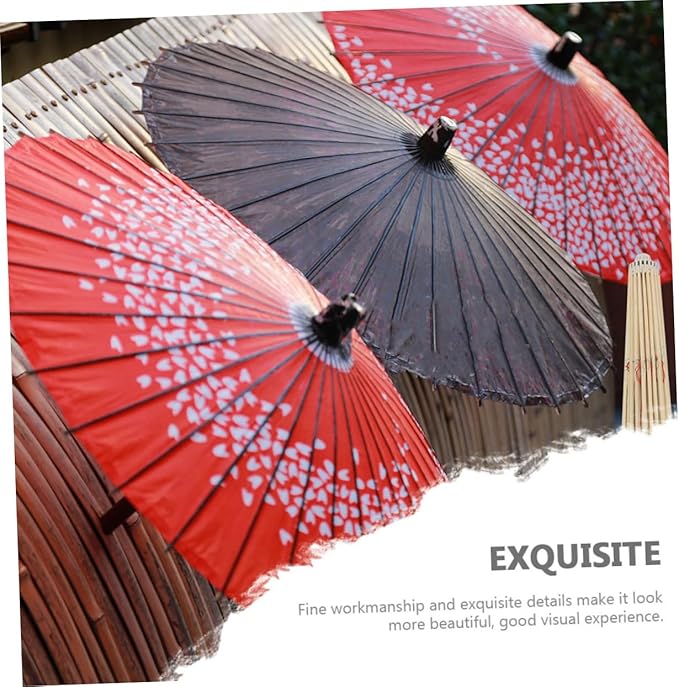 2pcs Parasol Poles Oiled Paper Umbrella Holder Yarn Ball Winder Photography Prop Paper Parasol Chinese Chic Paper Umbrella Stands Diy Crafts Switch Stage Umbrella