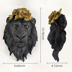 GUSFREUD Black Animal Heads Sculptures Wall Art - Resin Faux Lion for Home Wall Decor, Lion Wall Hanging Decoration for Living Room, Bedroom & Kitchen, Unique Gift Idea