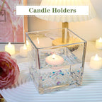 1 Pack Square Glass Vase 5" x 5" x 5", Clear Flower Vase for Centerpieces, Candle Holder for Wedding Party Events, Home Décor