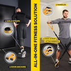 Tribe Lifting Tube Resistance Bands for Working Out Men and Women - 180lb Exercise Bands Set with Handles, Resistance Band Bar, Ankle Straps, Foot Straps, Door Anchor for Home Gym Strength Training