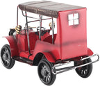 Vintage Classic Car Model Miniature, Old Vintage Car Desktop Decor, Red Tin Alloy Retro Automobile Ornament with Detailed Craftsmanship for Home Office Bar Wedding Gift