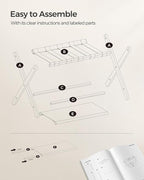 SONGMICS Bamboo Luggage Rack for Guest Room, Set of 2, Folding Suitcase Stand with Fabric Storage Shelf, for Hotel, Bedroom, Heavy-Duty, Holds up to 131 lb, Ink Black URLR007B02