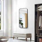 BONEWEI 20x40 inch Bathroom Mirror,Black Rectangle Mirror,Wall Mounted Bathroom Frame Vanity Mirror with Round Corner for Bedroom Living Room,Entryway Hangs Horizontal or Vertical