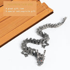 LIYAOLI Metal 3D Printed Articulated Chinese Dragon Figurine Statue Bookshelf Decor 9 Inch Black Flexible Joints Luck Dragon for Home Office Desk Decoration