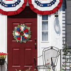 WANNA-CUL 250th Year Patriotic Wreaths for Front Door Decorations, 24 Inch 4th of July Hydrangea Wreath, Red White Blue Spring Door Wreath for Independence Day, Memorial Day for Indoor Outdoor Decor