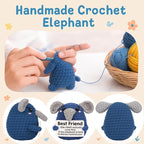 for Women Men, Handmade Crochet Elephant Doll, Cute Emotional Support Animal Gift for Friends, Inspirational Cheer Up Gift, Birthday Graduation Gift Idea