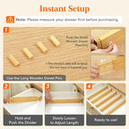 Lifewit 2.4" High 6 Pack Bamboo Drawer Dividers 45-55cm/17.5-22" Adjustable Wooden Drawer Organizer for Clothes/Utensils, Expandable Drawer Separator for Dresser/Kitchen/Bedroom/Office Organization