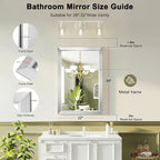 Bathroom Mirror for Over Sink,22x30Inch Silver Thick Anti-Rust Metal Frame, Rectangle Decorative Wall Mirror with HD Tempered Glass, Horizontal or Vertical Mount for Vanity, Bathroom,Living Room