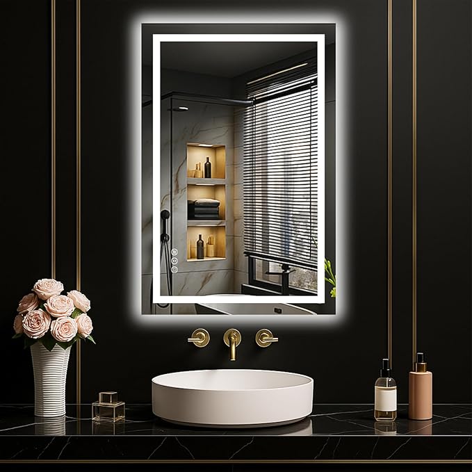 LOAAO 20"x30" LED Mirror for Bathroom, Lighted Bathroom Mirror with Lights, Anti-Fog, Dimmable, Memory Function, Clear Reflection