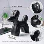 Notakia Cute Ceramics Black Balloon Dog Statue Crafts Living Room Desktop Decorations,Handmade Modern Small Ceramic Animal Statue Ornament Home Decor Accents (Black, Large)