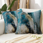 Teal Abstract Art Artwork Pillow Cover, Gallery Modern Decorative Throw Pillows Cushion Cover for Bedroom Sofa Living Room 18 x 18 Inch Set of 2