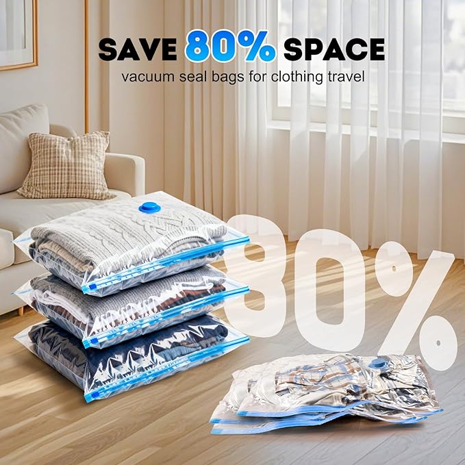 Mapambo Travel Vacuum Bags with -4000Pa Electric pump, 15 Pack Vacuum Seal Bags for Clothing Travel in 3 Combo sizes, Space Saver Vacuum Storage Bags, Saving up to 80% of Space (15 Combo Pack)