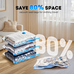 Mapambo Travel Vacuum Bags with -4000Pa Electric pump, 15 Pack Vacuum Seal Bags for Clothing Travel in 3 Combo sizes, Space Saver Vacuum Storage Bags, Saving up to 80% of Space (15 Combo Pack)