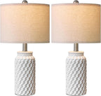 USumkky 20.5" White Modern Ceramic Bedside Lamps Set of 2, Small Table Lamp for Bedroom Decor Farmhouse Nightstand Lamp for Living Room Office
