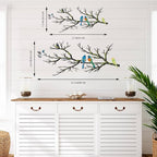 ESTART Metal Birds Wall Art, Metal Vivid Birds on Branch Silhouette Wall Decor Black Leaves with Bird Outdoor Hanging Wall Sculpture for Home Balcony Garden (Bright Color, Small)