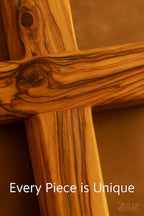 Zuluf Wooden Olivewood Plain Cross For Wall decor | Large Wall Cross Christian Religious Gift | Wall Art Home Room Décor | Jerusalem Decorative Wall Cross with Holy Land Certificate | 25cm / 9.8"