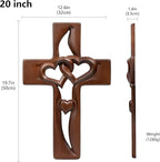 BGCOPPER Marriage Cross for Wall Love Wall Decor, Handmade Wooden Intertwined Heart Wall Cross for Wedding Valentine Christmas Gift - 20 Inch