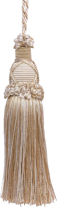 Decorative 5.5 Inch Key Tassel, Ivory, Light Beige Imperial II Collection Style# KTIC Color: White Sands - 4001