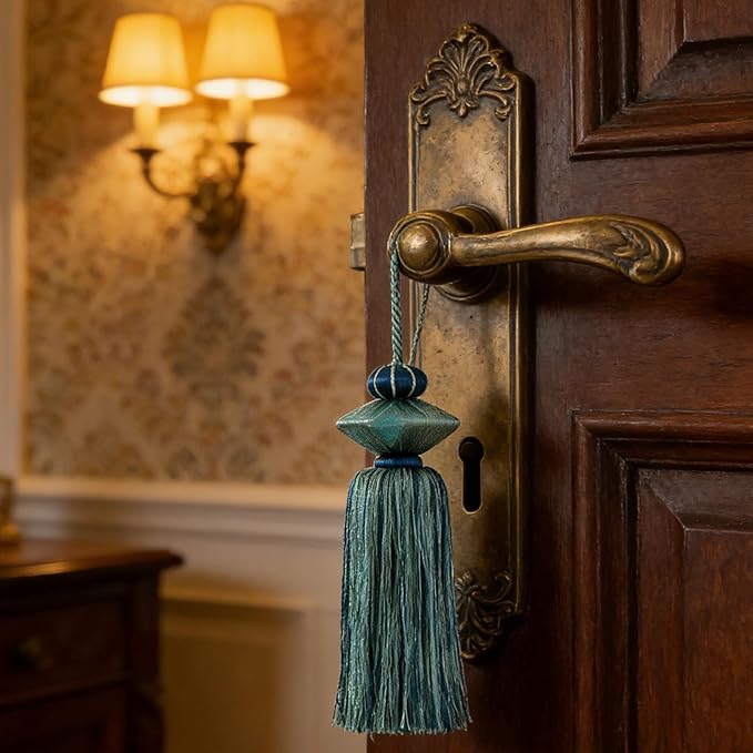 2 Pcs Decorative Tassels for Home Decor, Elegant Lamp Tassels & Door Tassels, Soft Silk-Look Hanging Tassel Accent for Table Lamps, Cabinets & Interior Styling, 4.3 Inch Tassel Ornament (Red)