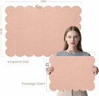 Lightomorrow Scalloped Bulletin Board, 24 x 18 Inches Felt Pin Board - Decorative Cork Alternative for Wall, Foldable Picture Self-Adhesive Vision Prayer Board with 20 Pushpins - Mauvey Pink