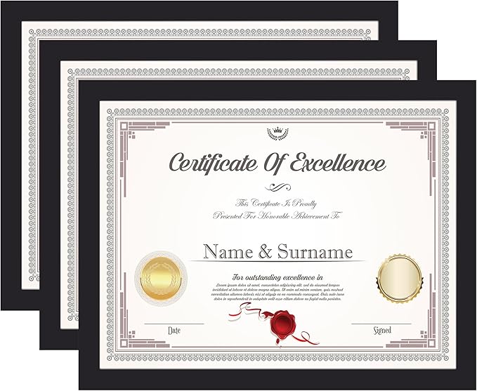 KTKDE A4 Picture Frame Black - 8.27x11.69 Inch Frame Set of 3, Poster Frames, Certificates Documents Frames,Modern Style Wood Composite Frame Wall Gallery Photo Frames Home Decor best gift