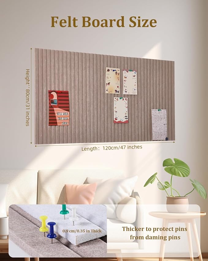 48x32 inches Large Bulletin Board, Decorative Felt Pin Board, 0.35“ Thick Foldable Photo Display Board with Self-Adhesive Tape, Vision Board for School Home Kitchen Office Walls - Dark Blue