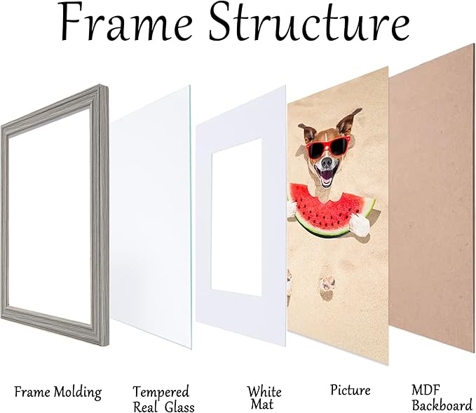 11x17 Picture Frames Grey Woodgrain,11X17 Display Picture 9x15 Pictures with Mat or 11x17 without Mat, 11 by 17 Collage Frames for Wall or Tabletop, Perfect for Home Décor and Gifts