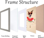 8x10 Picture Frame Grey, Wooden Frame 10x8 for Wall & Tabletop Display, 5x7 Picture Frame with Mat 8x10, 8 by 10 Photo Frame with Real Glass,Puzzle Frame for Home Decor Gifts