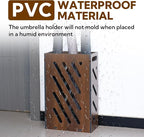 Modern Brown Umbrella Stand with Removable Water Tray, PVC Umbrella Holder, Indoor and Outdoor Use, Storage Bin Freestanding for Home, Office, Hotel