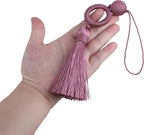 2 Pack12 Inch Door Tassel with 4 Inch Cord Loop, Handmade Key Tassel with Wooden Ring, DIY Accessories for Home Decoration (Pink)