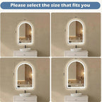 Sweetcrispy 24“x 36” LED Bathroom Backlit Mirror with Lights, Arched Vanity Mirrors with Anti-Fog, Dimmable, 3-Color Light, Memory Function, Tempered Glass