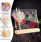 Inspirational Motivational Gifts Little Reminders You are Enough Clear Desk Decorative Sign, Bouquet Acrylic Sign With Wooden Stand for Office Desk Table Shelf