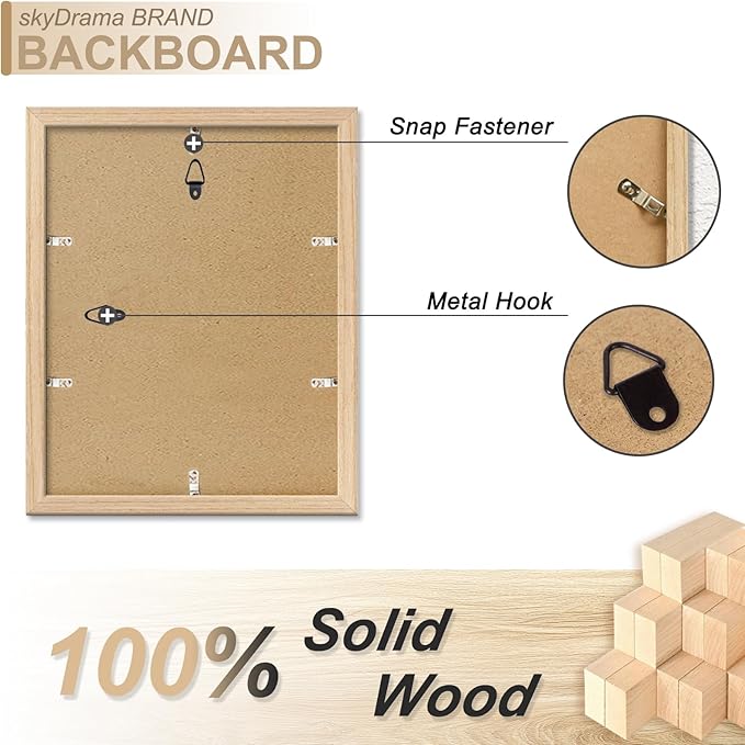 Natural Solid Wood 8x12 Picture Frame, Display 8 x 12 Inch Picture Poster Photo, Vertical & Horizontal Wall Hanging - 2 Pack/Natural/8"x12"