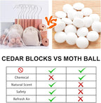Cedar Blocks for Clothes Storage, Cedar Chips and Balls for Closets and Drawers, Scented Sachets, 40 Pack for Healthy Living.