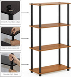 Furinno (99557LC/BK) Turn-N-Tube 4-Tier Multipurpose Shelf Display Rack - Light Cherry/Black