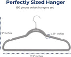 SereneLife 150 Pack Velvet Hangers - Non-Slip with 360° Swivel Hook - Ultra-Thin, Lightweight, Space-Saving, Felt Hangers for Shirts, Sweaters, Hoodies, Kids Clothes & Dresses