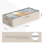 Under Bed Storage Bins Frame Storage Box Oxford Fabric Sturdy Underbed Container Foldable Stackable Large Capacity Clothes Organizer
